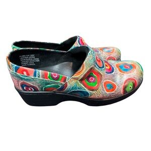 Abeo Flora Clogs Colorful Artsy Multicolor Nursing Comfort Shoes sz 8
